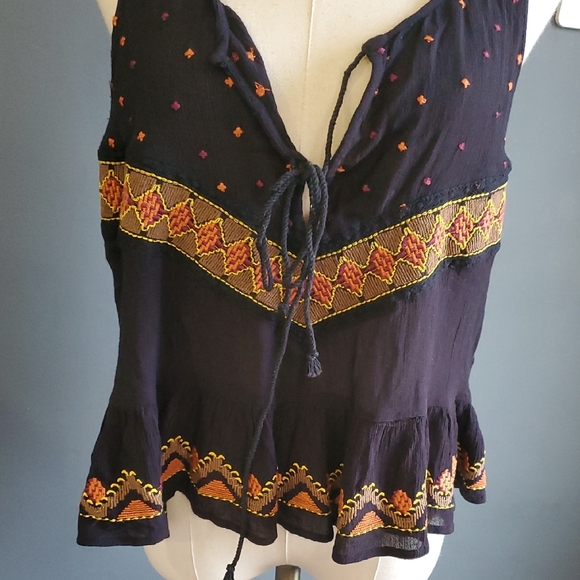 Free People Purple Embellished Tank Top with Tie Front - Picture 9 of 16